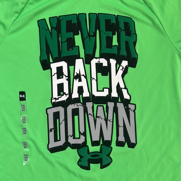 Under Armour short sleeve tech t-shirt Never Back Down Size youth XL NWT - Picture 2 of 16